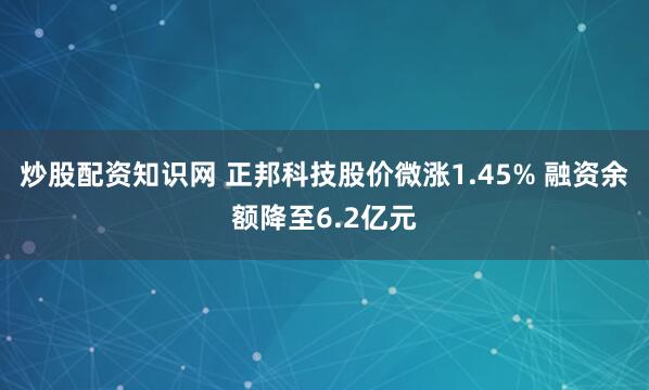 炒股配资知识网 正邦科技股价微涨1.45% 融资余额降至6.2亿元