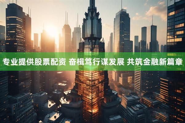专业提供股票配资 奋楫笃行谋发展 共筑金融新篇章