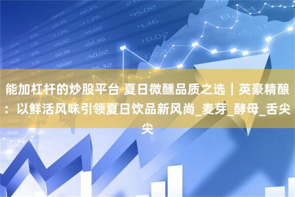 能加杠杆的炒股平台 夏日微醺品质之选｜英豪精酿：以鲜活风味引领夏日饮品新风尚_麦芽_酵母_舌尖